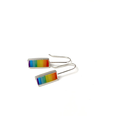 Barred earrings rainbow stripes